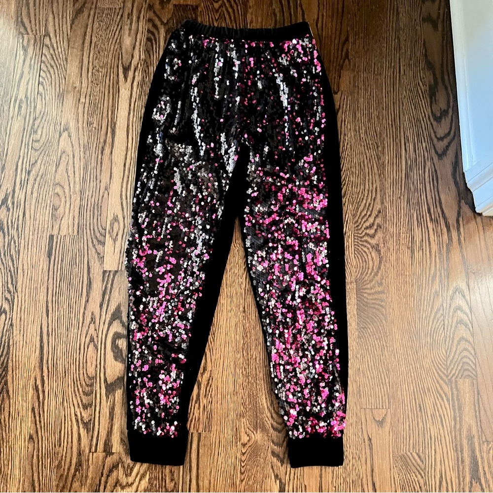 Vibrant Sequin and Velvet Joggers